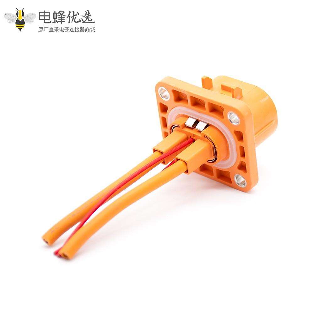 2芯35A高压互锁连接器直式插头插座一对塑料不带屏蔽接4平方线