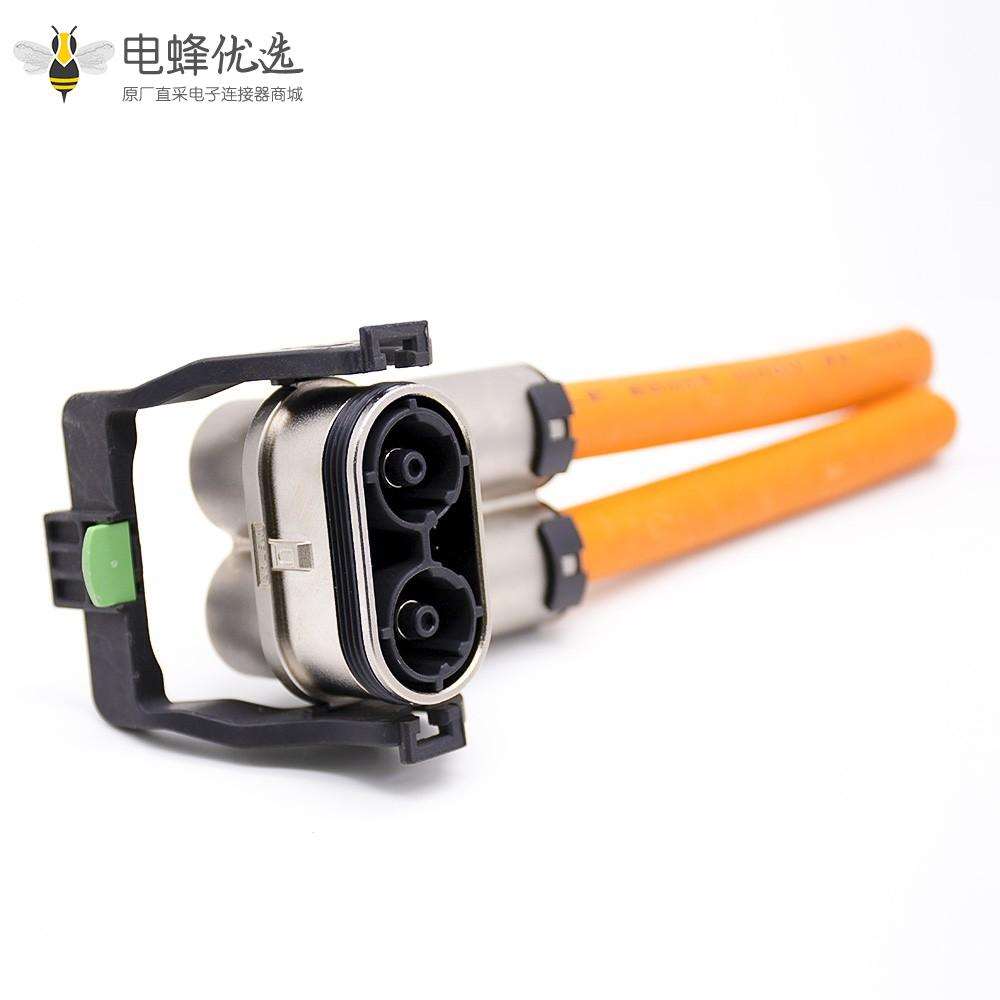 电池连接器2芯125A弯金属插头插座一对安费诺泰科替代款U键位接25平方线