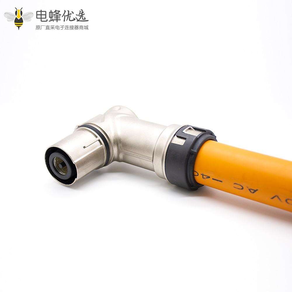 高压互锁连接器金属带屏蔽单芯弯插头和插座电流500A接150平方线