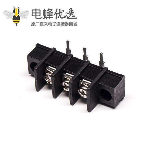 栅栏式系列接线端子黑色3芯弯式带法兰穿孔式