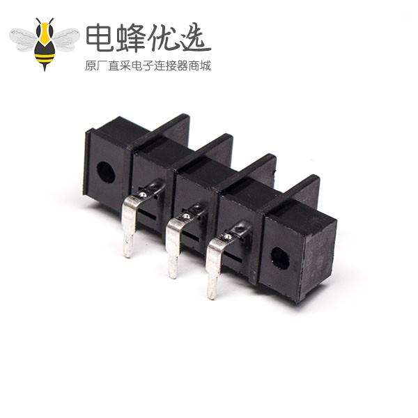 栅栏式系列接线端子黑色3芯弯式带法兰穿孔式