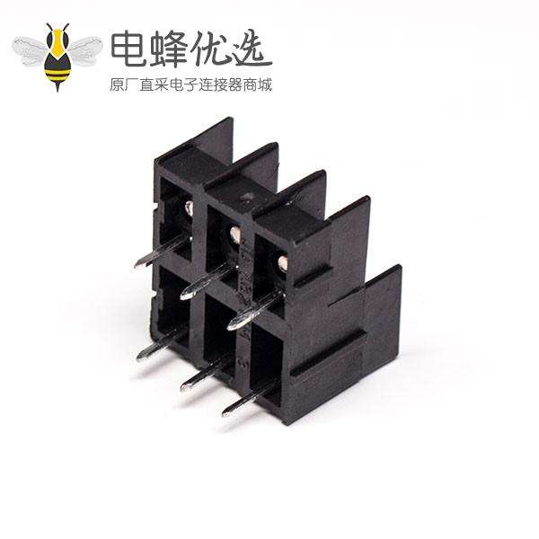 栅栏式双层接线端子6芯带螺丝黑色穿孔式接线连接器