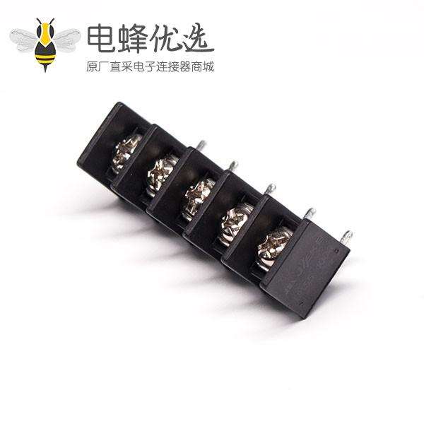 弯角栅栏式接线端子5芯弯式黑色PCB版插板