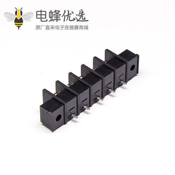 黑色栅栏式接线端子穿孔式PCB板端子直式接线连接器