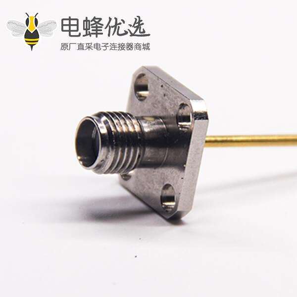 直式SMA母头4孔法兰带镀金针