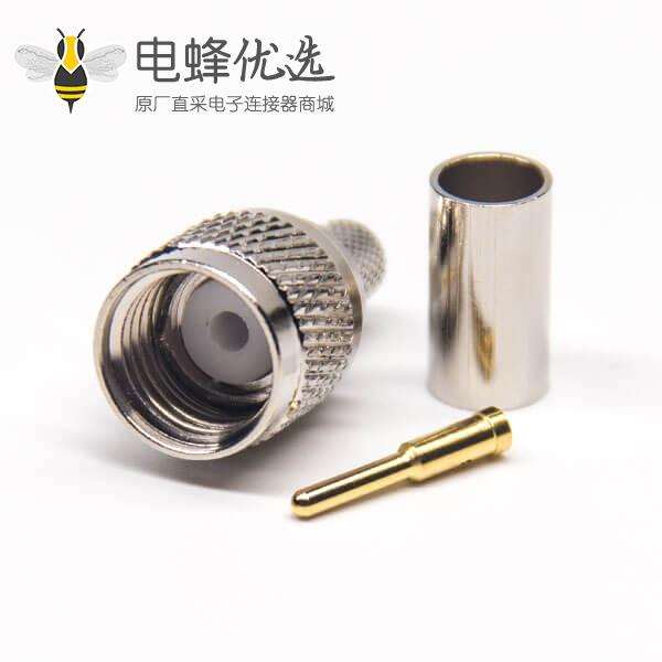 迷你UHF连接器公头直式压接式RG58射频同轴电缆连接器