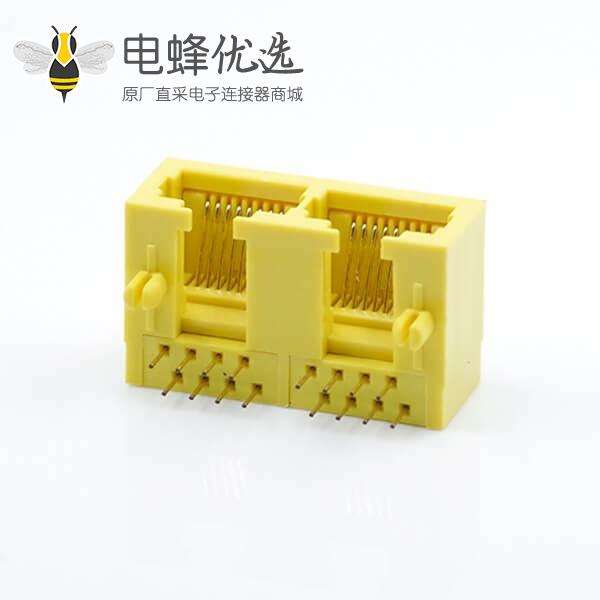 全塑无灯RJ45连接器8p8c弯式插PCB板安装不带屏蔽不带滤波器