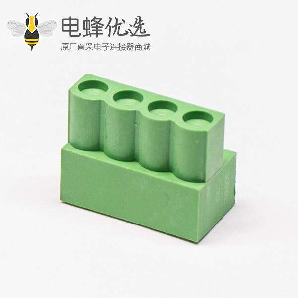 对插绿色接线端子弯式4螺丝插拔式端子插头
