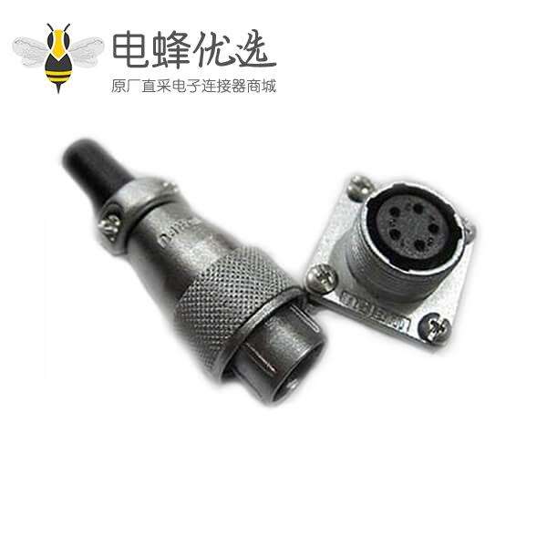 工业航空连接器5pin直式防尘插头插座