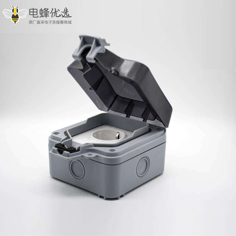 防水插座箱定制化ABS塑料壳体卡扣安装防溅户外电源插座盒