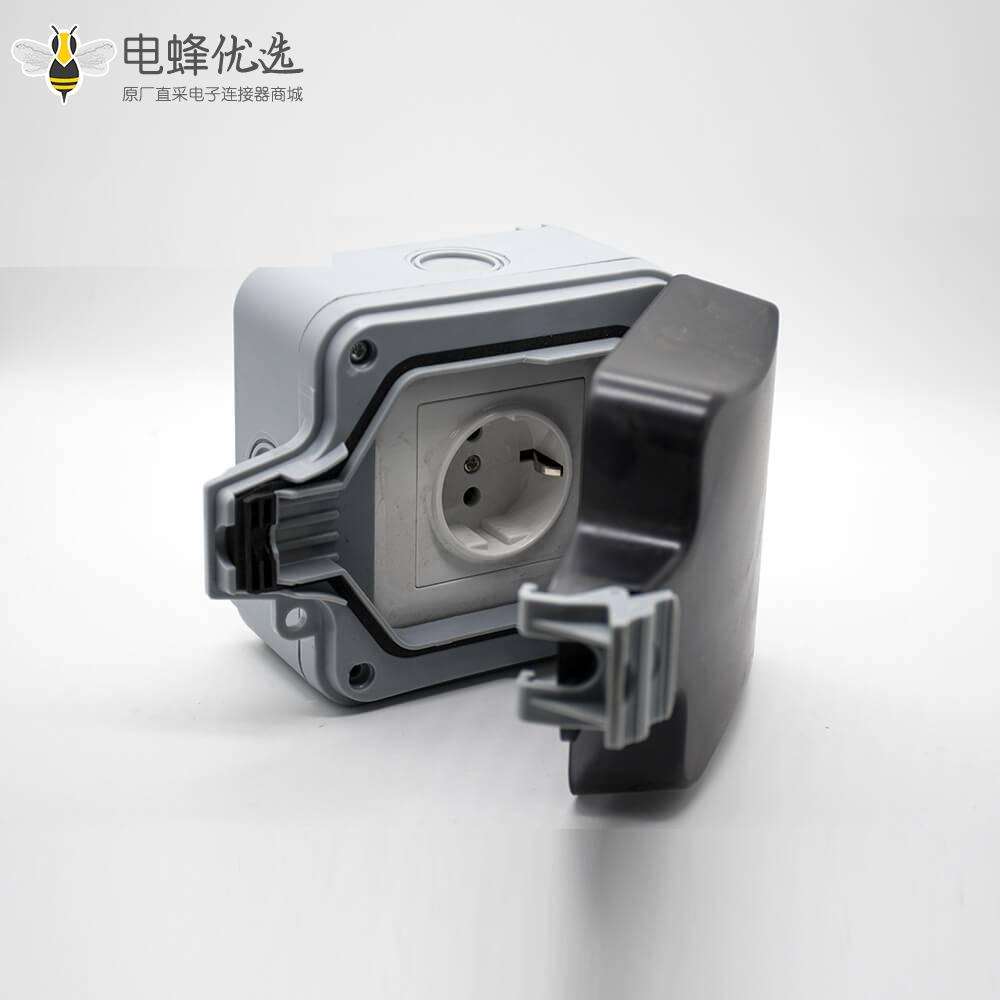防水插座箱定制化ABS塑料壳体卡扣安装防溅户外电源插座盒