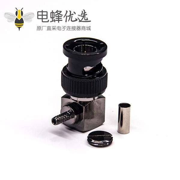 BNC公头接线弯式压接RF连接器