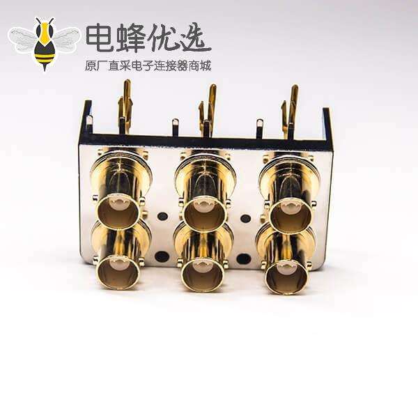 BNC连接器阻抗母头弯式穿孔式镀金插PCB板