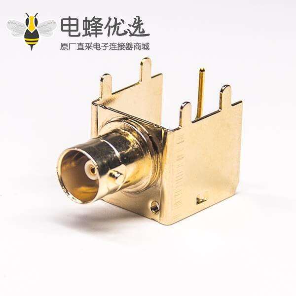 BNC型射频同轴连接器标准90度母头插板接PCB板安装