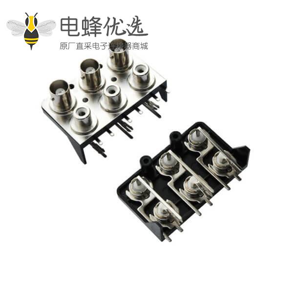 pcb连接器 插座 带RCA弯式 BNC射频同轴母头