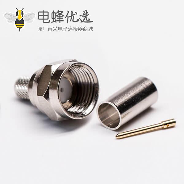 英制F公头公针接RG58直式同轴线缆压接式