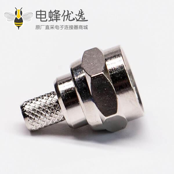 英制F公头公针接RG58直式同轴线缆压接式