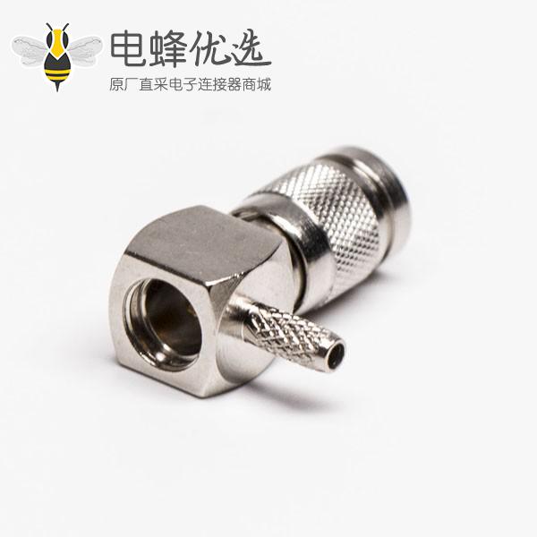 din接口弯式公头压接连接器接RG179