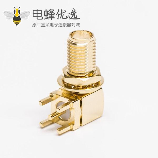 SMA型90度四脚插座母头接PCB板