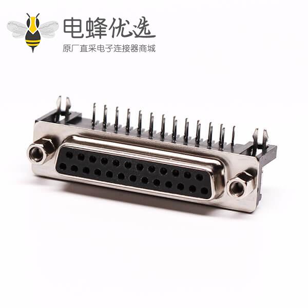 D&nbsp;Sub&nbsp;25PIN连接器母座弯式冲针铆锁接PCB板