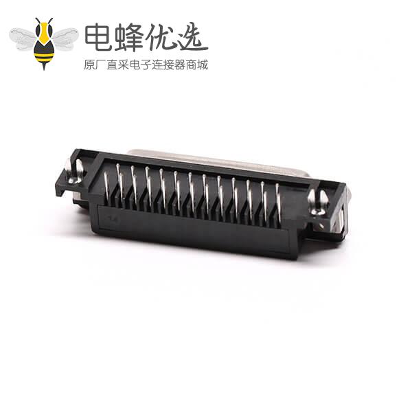 D&nbsp;Sub&nbsp;25PIN连接器母座弯式冲针铆锁接PCB板