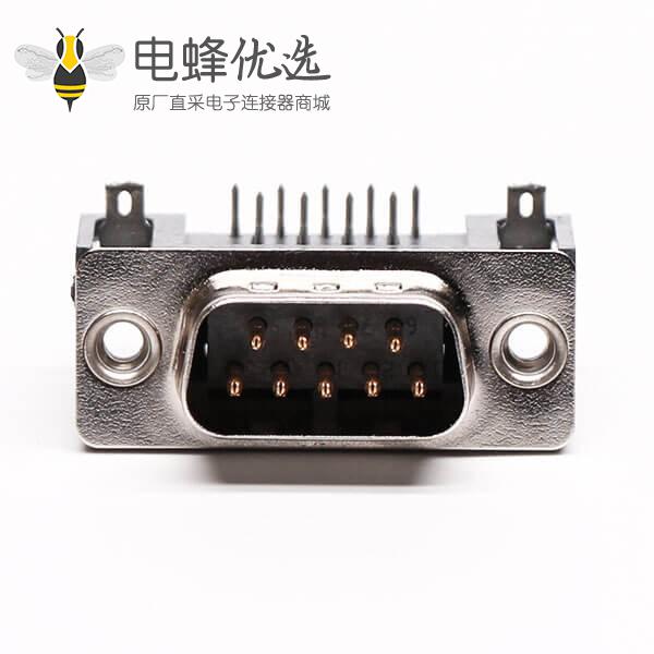 D-Sub 9针公插芯直角穿孔接PCB板连接器