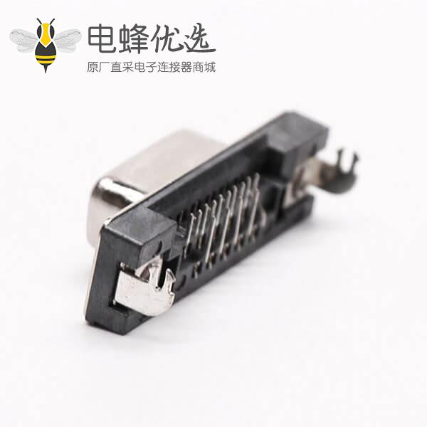 3排db15母头弯式高密度黑色胶芯子接PCB板