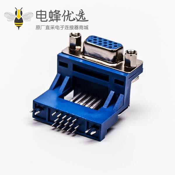 d-sub hd接口弯式母头高架带框单加强筋接pcb板