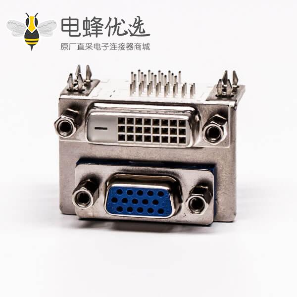 显示器DVI和D-SUB双胞胎24+1对HDR15母头弯角接PCB板