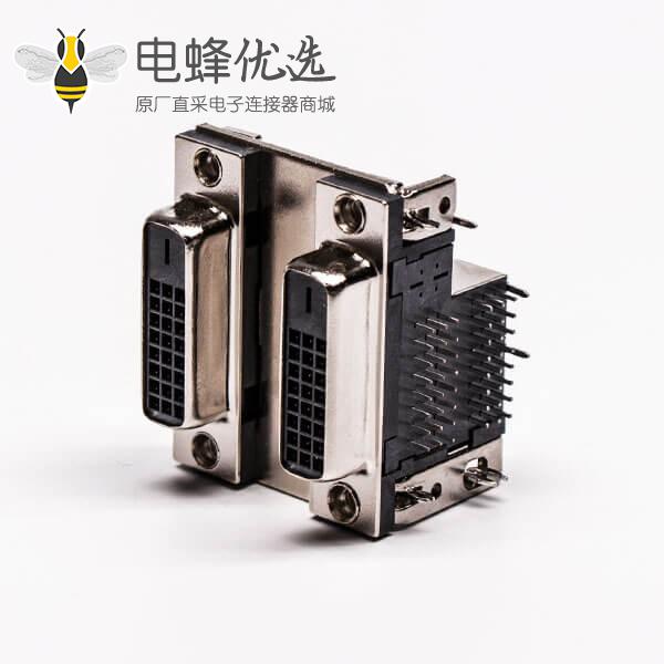 DVI24+1连接器双胞胎母头弯式鱼叉插PCB板连接器