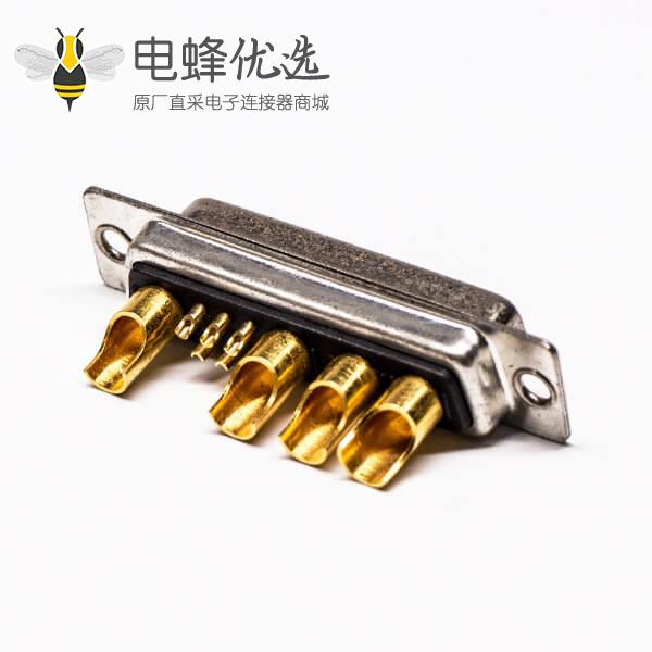 大电流9w4 d sub直式母头焊线式车针铆合连接器