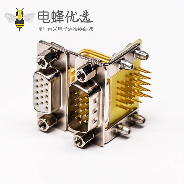 D-SUB双胞胎焊接三排15公对三排15母19.05铆锁白胶接PCB板
