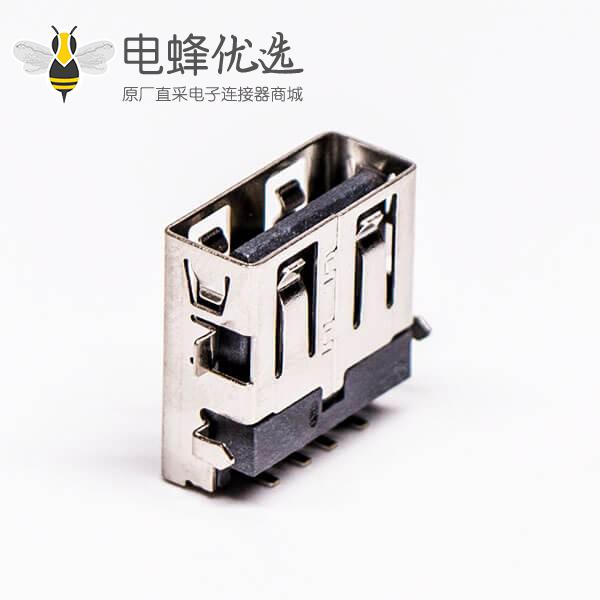 usb接口 type a母座弯头四脚前贴板后插板