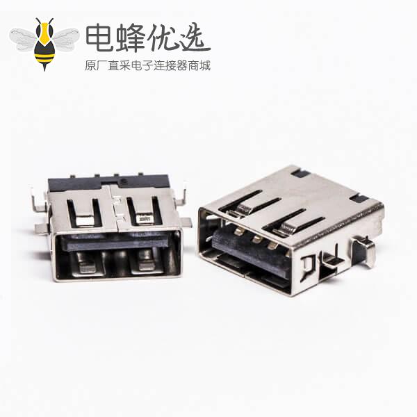 usb接口 type a母座弯头四脚前贴板后插板