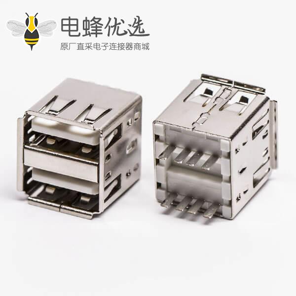 usb双层母座直式插板白色胶芯type a