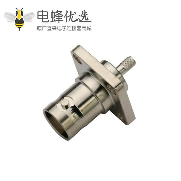 BNC方形4孔法兰锌合金射频同轴线缆连接器