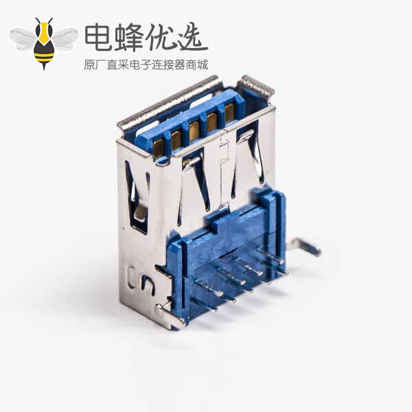 usb3.0母座连接器母头弯式type a弯脚DIP插板