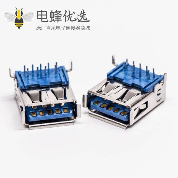 usb3.0母座连接器母头弯式type a弯脚DIP插板