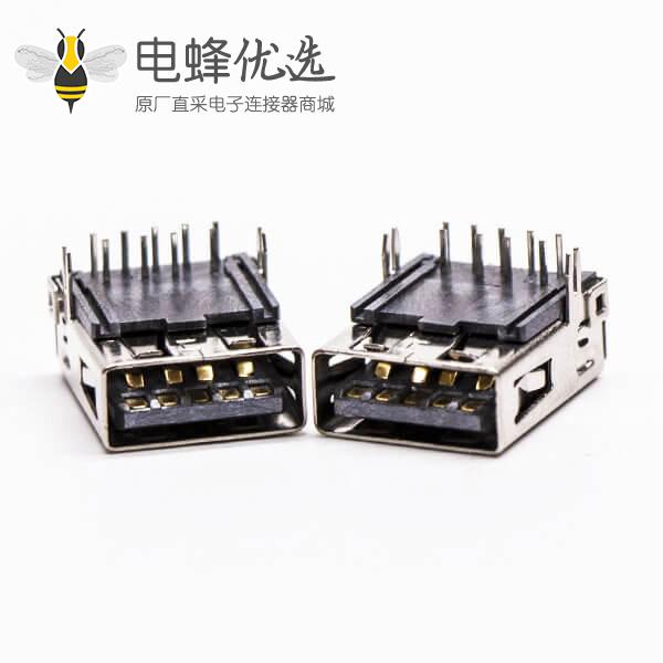 usb3.0母座接口type a弯式塑胶加长型插板带鱼叉脚