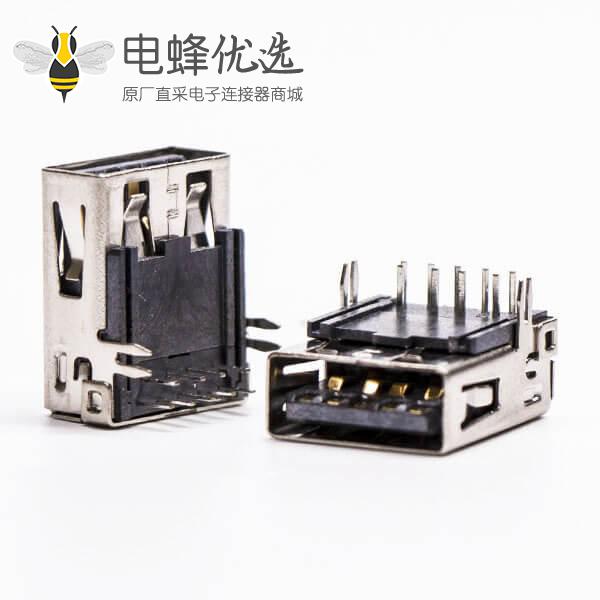 usb3.0母座接口type a弯式塑胶加长型插板带鱼叉脚