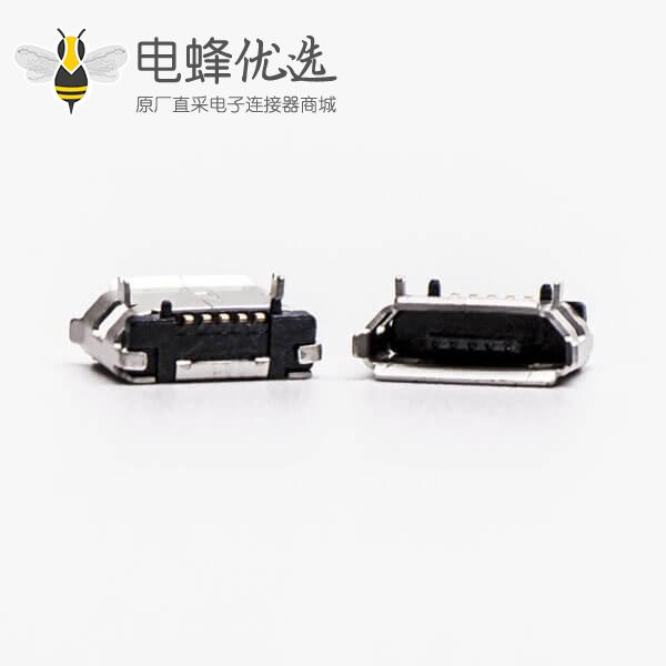 micro usb接口母座5pinB型插板直式SMT脚间距5.65