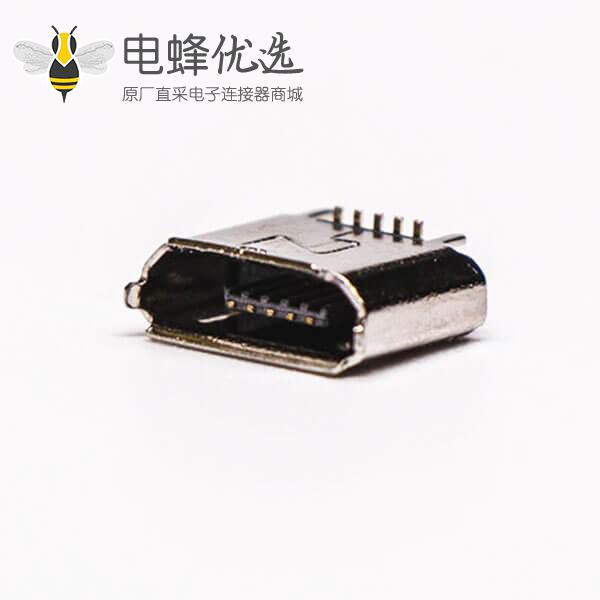 micro B usb接口母座B型5针180&deg;SMT立贴式连接器