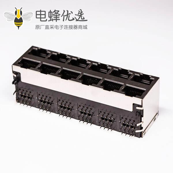 双排rj45接口2*6 12口母头带屏蔽不带灯