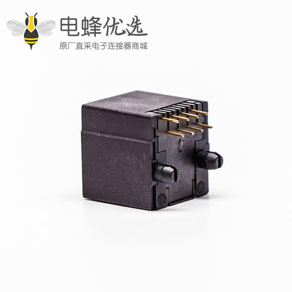 rj45母座单口黑色全塑4P金针直式接PCB板网口