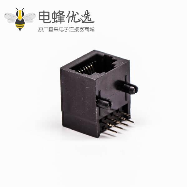 rj45母座接口8P8C黑色90度不带屏蔽不带灯接PCB板