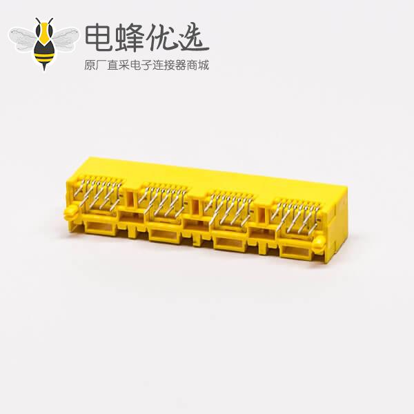 rj45母座pcb封装黄色全塑直式4口8P不带灯接PCB