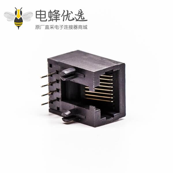rj45全塑网口黑色单口母座弯角不带屏蔽PCB板端
