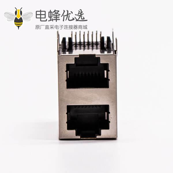 双口rj45插座90度带屏蔽无灯无弹片母座