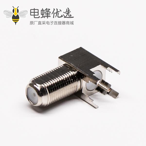 pcb板端 连接器f射频同轴弯式穿墙式母头