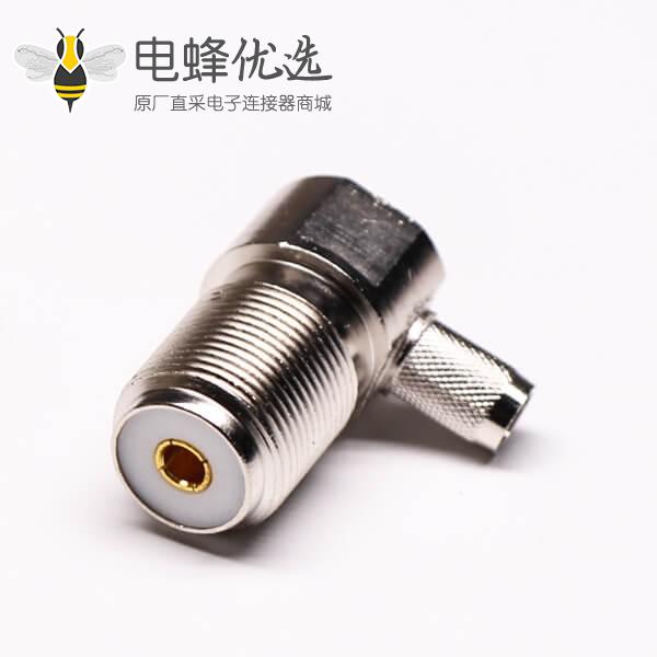 uhf 连接器前穿墙弯式压接母头接线